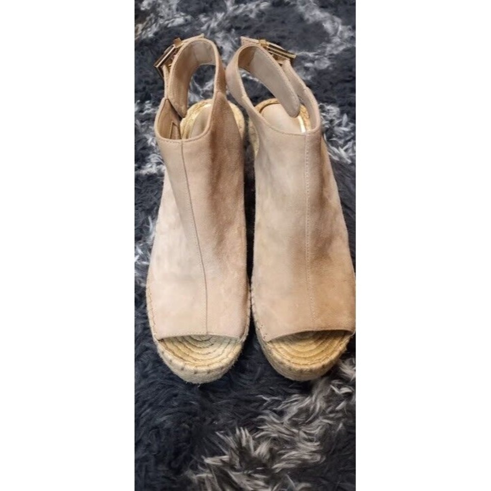 Kenneth Cole New York Womens OLIVIA Leather Peep Toe Casual, Almond, Size 9.5